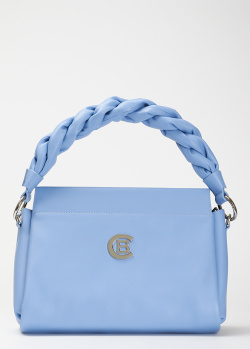 Блакитна сумка Cesano Boscone з плетеною ручкою, фото